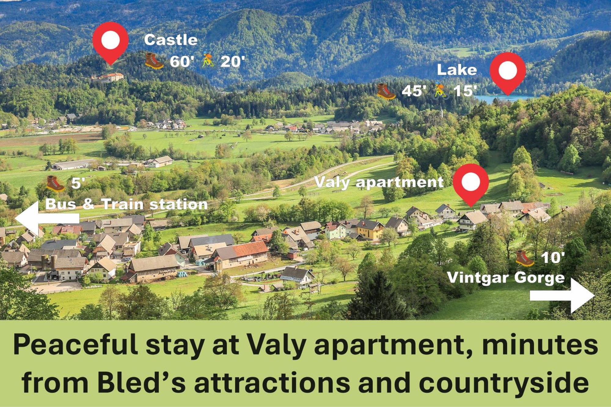 Apartment Valy - Free Bikes, Relaxing Terrace & Near Bled Eksteriør billede